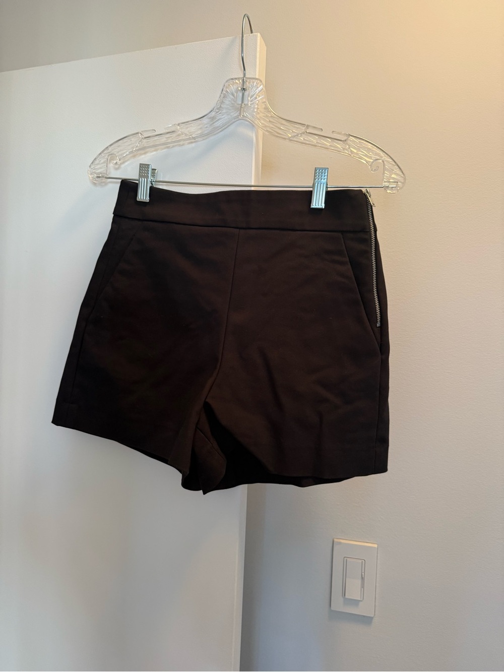 Zara Black High-Waist Side-Zip Shorts